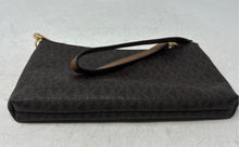 Load image into Gallery viewer, Michael Kors Womens Brown Monogram Leather Trim Double Zip Wristlet Wallet
