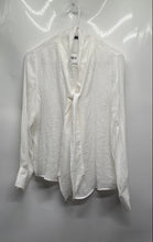 Load image into Gallery viewer, Zara Womens White Tie Neck Long Sleeve Button Front Blouse Top Size Small

