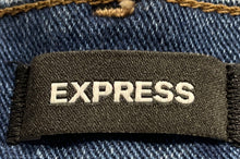 Load image into Gallery viewer, Express Womens Blue Jean Super High Rise Pockets Raw Hem Mom Shorts Size 6
