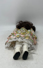 Load image into Gallery viewer, Brown Hair And Eyes Collectible Porcelain Doll In Floral Dress With Box
