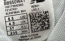 Load image into Gallery viewer, New Balance Womens 550 BB550WA1 White Low Top Lace-Up Sneaker Shoes Size 6.5
