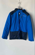 Load image into Gallery viewer, Columbia Boys Navy Blue Colorblock Full-Zip Hooded Rain Jacket Size XL 18-20
