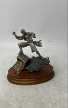 Load image into Gallery viewer, Collectible Silver Brown David LaRocca Pirate Pewter On Wood Figurine Damage

