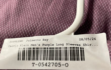 Load image into Gallery viewer, Calvin Klein Mens Purple Printed Long Sleeve Slim Fit Stretch Dress Shirt Size M
