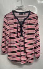 Load image into Gallery viewer, 7th Avenue New York &amp; Company Womens Pink Black Striped Blouse Top Size M
