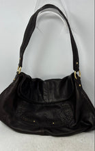 Load image into Gallery viewer, Sigrid Olsen Womens Dark Brown Leather Pebbled Inner Pockets Shoulder Bag
