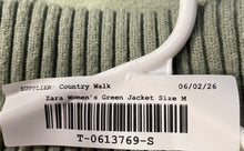 Load image into Gallery viewer, Zara Womens Green Long Sleeve Front Full-Zipper Cardigan Sweater Size Medium
