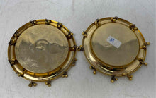 Load image into Gallery viewer, Lot Of 2 Pieces Vintage Gold-Tone Star Design Round Candlesticks Holder Plates
