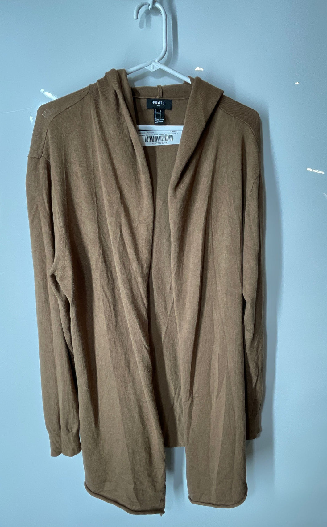 Forever 21 Womens Brown Long Sleeve Hooded Open Front Cardigan Sweater Size L