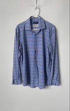Load image into Gallery viewer, Nautica Mens Blue White Plaid Long Sleeve Slim Fit Button-Up Shirt Size Large
