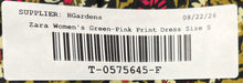 Load image into Gallery viewer, Zara Womens Green Pink Floral Print Wide Strap Slit Midi A-Line Dress Size Small
