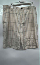 Load image into Gallery viewer, Adidas Mens Beige Plaid Print Flat Front Straight Leg Bermuda Shorts Size 36
