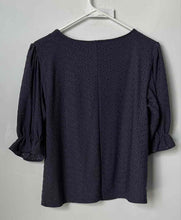 Load image into Gallery viewer, Loft Womens Purple Eyelet Puff Sleeve Scoop Neck Blouse Top Size Small
