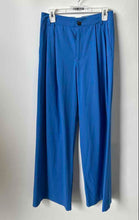 Load image into Gallery viewer, Zara Womens Blue Pleated Slash Pocket Stretch Wide-Leg Chino Pants Size Small
