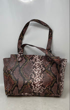 Load image into Gallery viewer, Nine West Womens Brown Snakeskin Print Faux Leather Pockets Shoulder Handbag
