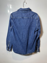 Load image into Gallery viewer, Zara Mens Blue Denim Long Sleeve Spread Collar Button-Up Shirt Size Small
