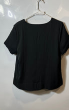 Load image into Gallery viewer, Banana Republic Womens Black Short Sleeve Split Neck Blouse Top Size Large
