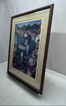 Load image into Gallery viewer, Cubist Village Musicians Cityscape Architectural Signed And Framed Art Print

