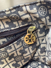 Load image into Gallery viewer, Authentic Tory Burch Womens Beige Coated Twill Mini Tote Purse Worn Stained
