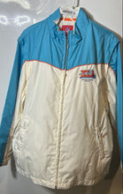 Load image into Gallery viewer, NFL Womens Beige Blue Long Sleeve Full-Zip Super Bowl Windbreaker Jacket Sz 3XL
