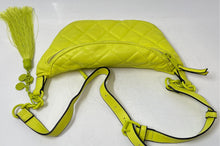 Load image into Gallery viewer, Aldo Womens Fluorescent Green Quilted Tassel Adjustable Strap Shoulder Handbag
