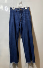 Load image into Gallery viewer, Zara Womens Blue Denim Frayed Hem Stretch Pockets Wide-Leg Jeans Size 6
