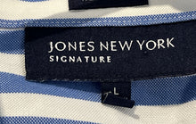Load image into Gallery viewer, Jones New York Womens Blue And White Striped Long Sleeve Button-Up Shirt Size L
