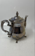 Load image into Gallery viewer, Vintage Silver-Tone Engraved Tableware Scroll Handle Four Footed Teapot With Lid
