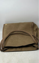 Load image into Gallery viewer, Joan &amp; David Womens Dark Beige Suede Double Handle Shoulder Bag With Tags
