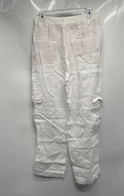 Load image into Gallery viewer, Mango Womens White Linen Flat Front Pockets Straight Leg Cargo Pants Size 4
