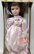 Load image into Gallery viewer, Dandee Keepsake Memories Blonde Brown Eyes Pink Dress Flowers Porcelain Doll
