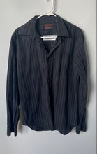 Load image into Gallery viewer, Zara Mens Black Striped Cotton Long Sleeve Collared Button-Up Shirt Size Large

