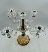Load image into Gallery viewer, Home Decor Collectible Crystal Clear Gold-Tone Engraved Candelabra
