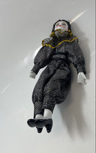 Load image into Gallery viewer, Decorative Harlequin Clown Porcelain Doll Hand Painted Face With Black Outfit
