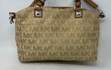 Load image into Gallery viewer, Michael Kors Womens Bedford Beige Brown Monogram Charm Satchel Handbag
