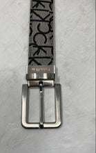 Load image into Gallery viewer, Calvin Klein Mens Black Beige Signature Print Leather Dress Belt Size S
