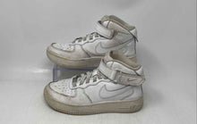 Load image into Gallery viewer, Nike Kids Air Force 1 Mid '07 White Leather Lace-Up Sneaker Shoes Size 3Y

