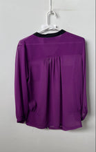 Load image into Gallery viewer, DKNY Jeans Womens Purple Black Long Sleeve Button Front Blouse Top Size Medium
