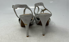 Load image into Gallery viewer, Gianni Bini Womens Silver Tone Glitter Ankle Strap Sandals Size 6M Minor Stain
