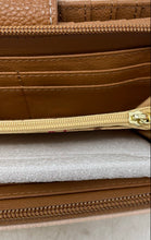 Load image into Gallery viewer, Stone Mountain Womens Peach Brown Pebbled Leather Zip-Around Wallet In Open Box
