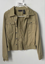 Load image into Gallery viewer, DKNY Womens Green Long Sleeve Snap Front Cropped Utility Jacket Size Medium
