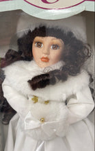 Load image into Gallery viewer, Hearts &amp; Memories White Coat Brown Hair Collectible Porcelain Doll In Box
