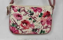 Load image into Gallery viewer, Juicy Couture Womens White Pink Floral Print Adjustable Strap Crossbody Purse
