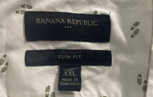 Load image into Gallery viewer, Banana Republic Mens White Printed Slim Fit Short Sleeve Button-Up Shirt Sz 2XL
