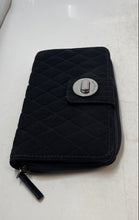 Load image into Gallery viewer, Vera Bradley Womens Black Quilted RFID Turnlock Small Bifold Wallet

