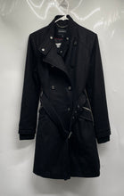 Load image into Gallery viewer, Express Womens Black Long Sleeve Double Breasted Belted Trench Coat Size Medium
