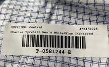 Load image into Gallery viewer, Charles Tyrwhitt Mens White Blue Plaid Print Classic Fit Dress Shirt Size 17.5
