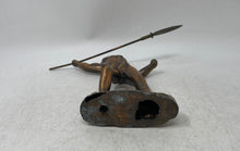 Load image into Gallery viewer, Vintage Brass Spartan Warrior King Leonidas w/ Spear Indian Men Hunter Figurine
