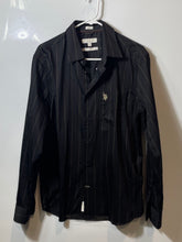 Load image into Gallery viewer, U.S. Polo Assn. Mens Black Pinstripe Cotton Long Sleeve Button-Up Shirt Size L
