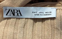 Load image into Gallery viewer, Zara Womens Peach Ribbed Knit V-Neck Button Front Slit Tie Waist Maxi Dress Sz L
